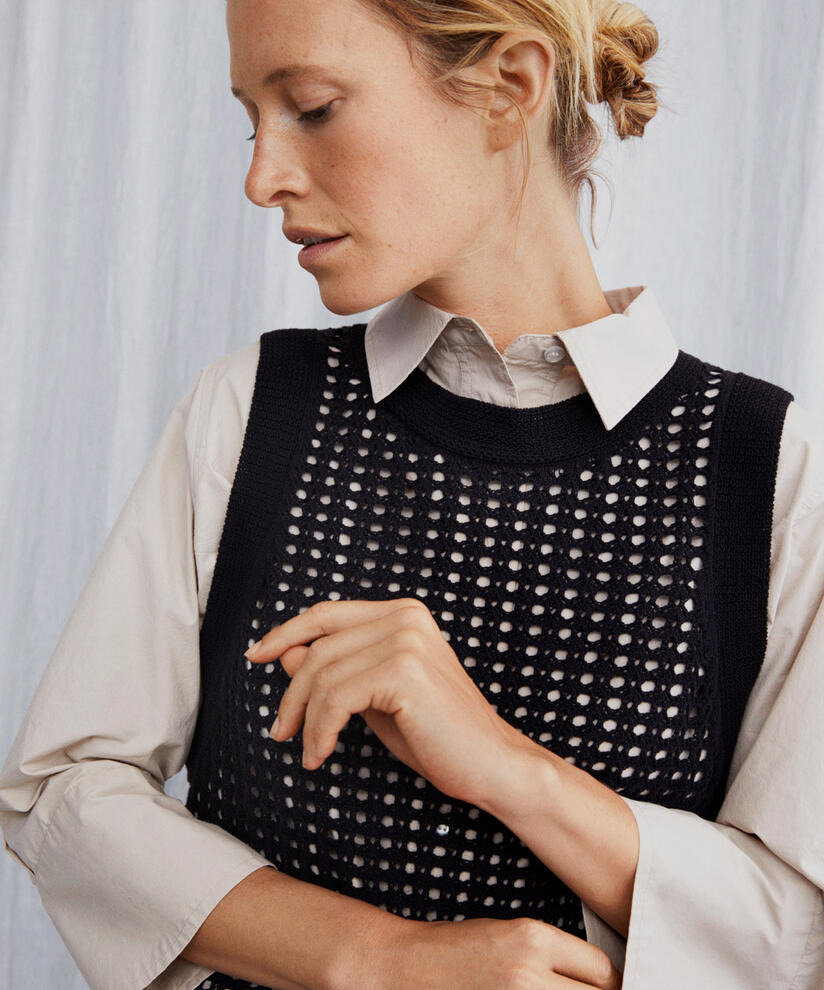 robe en maille de coton doux, Black