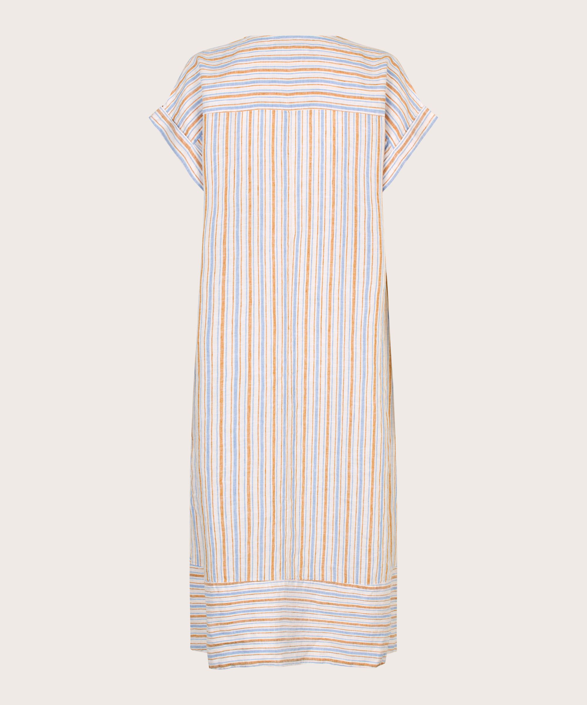 robe en lin rayée avec fente au niveau du cou, Inca Gold