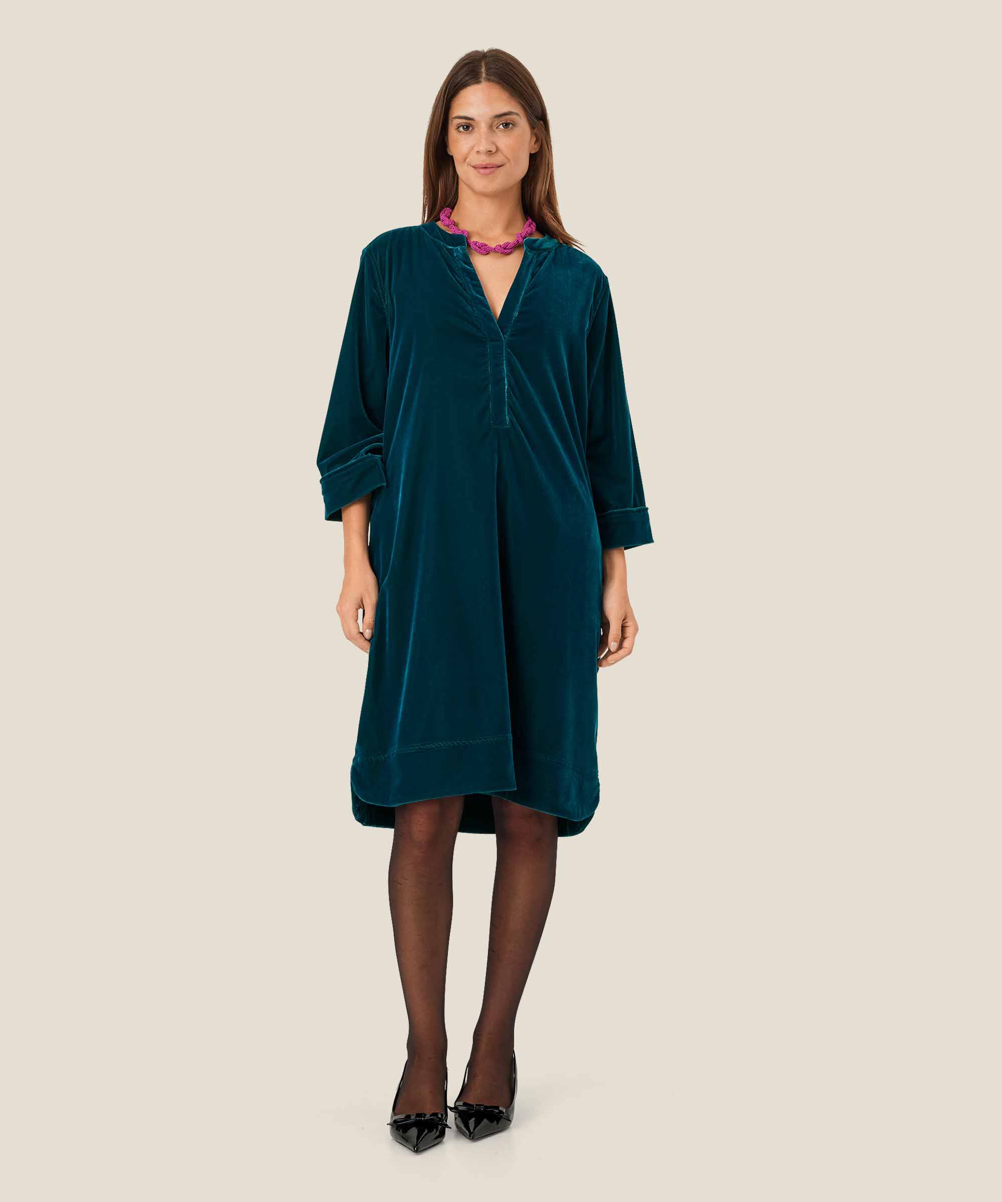 collier tressé avec perles de verre roses, Fuchsia Red