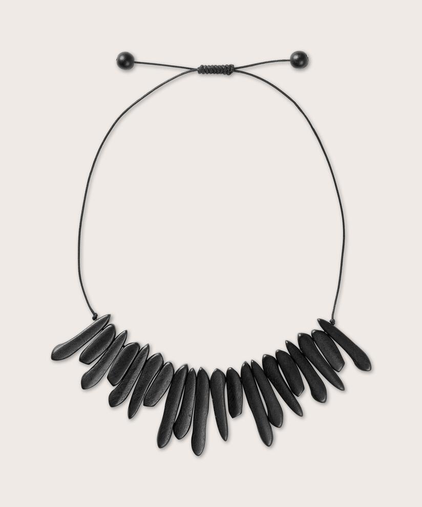 collier avec perles en bois noires, Black