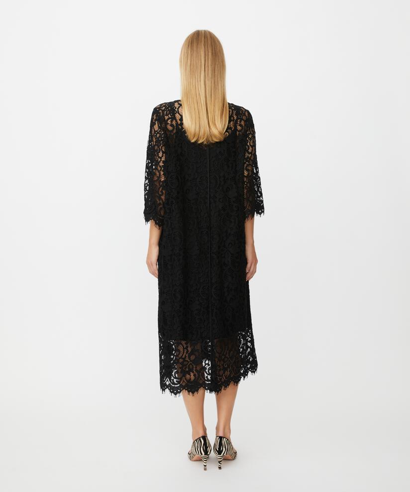 robe en dentelle transparente à franges, Black