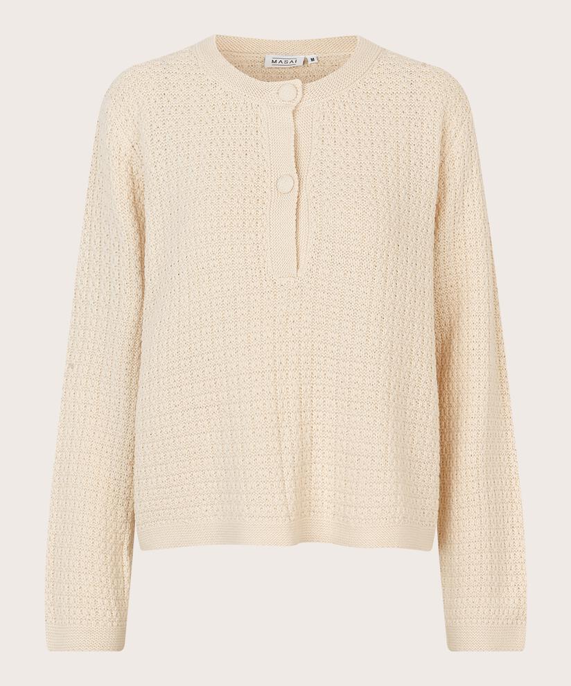Pull avec motif tricoté et boutons recouverts, Whitecap