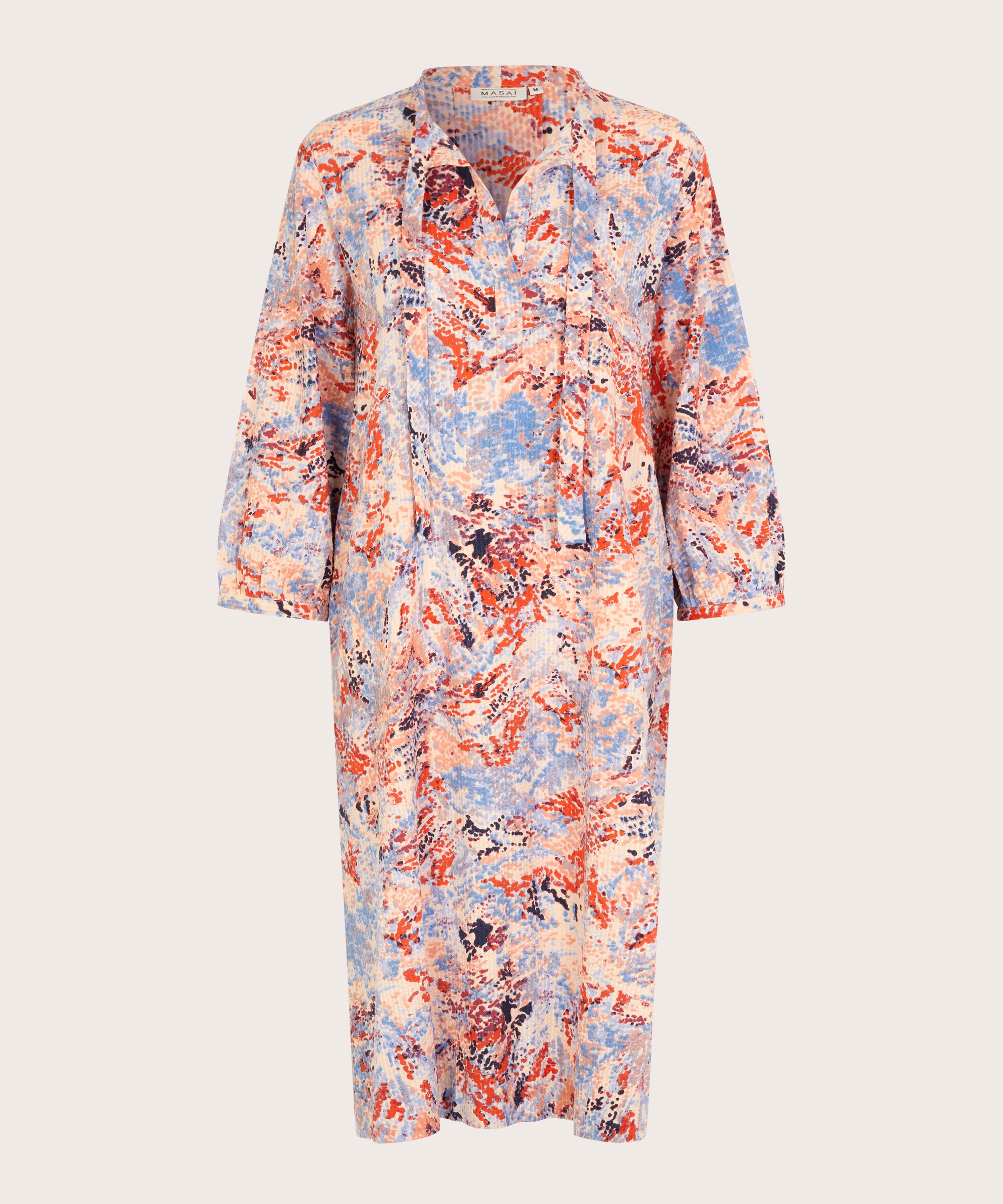 robe en coton avec liens au cou et poches fendues, Orange com