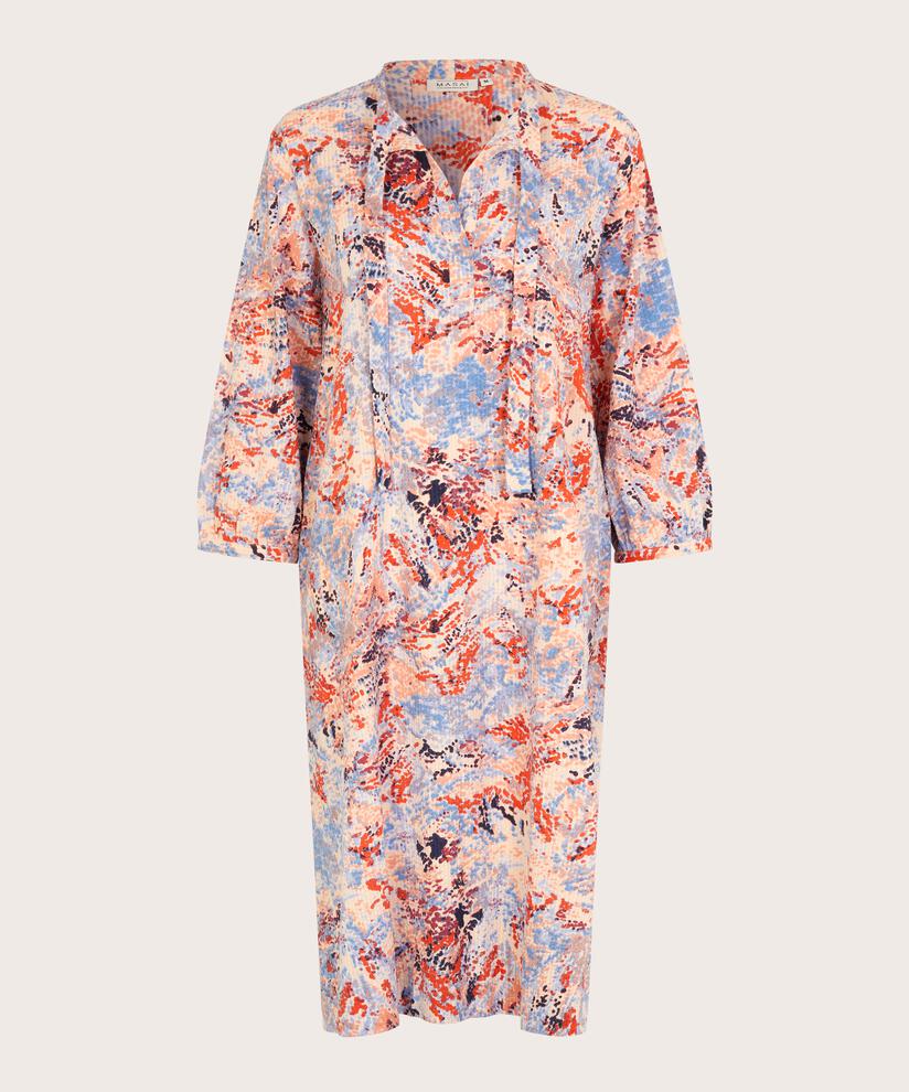 robe en coton avec liens au cou et poches fendues, Orange com
