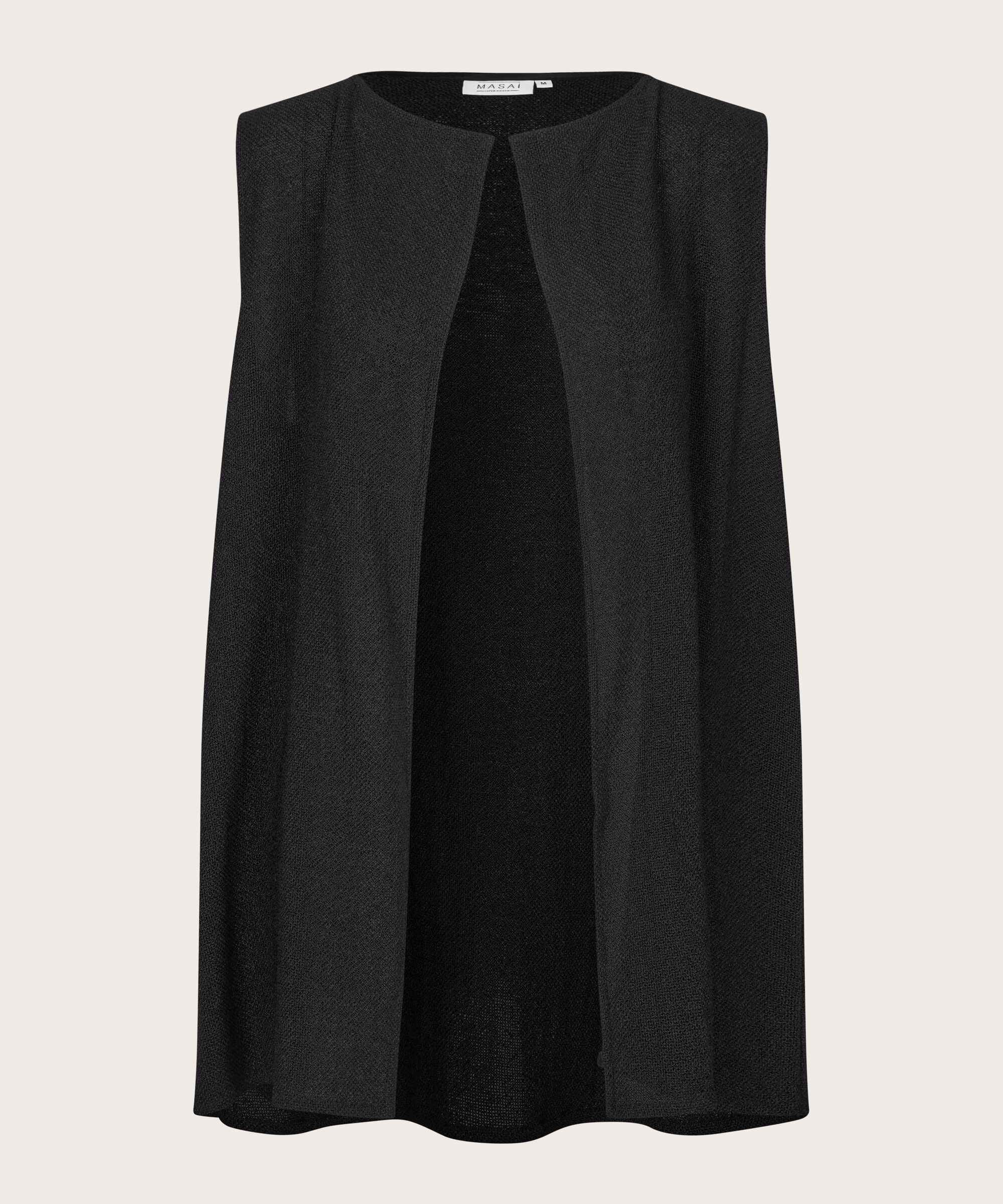 Gilet Long Ouvert En Boucle, Black