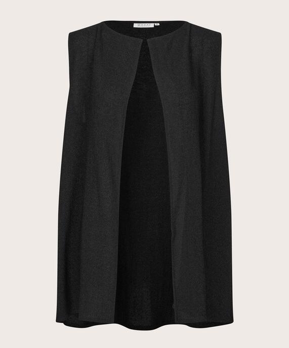 Gilet Long Ouvert En Boucle, Black