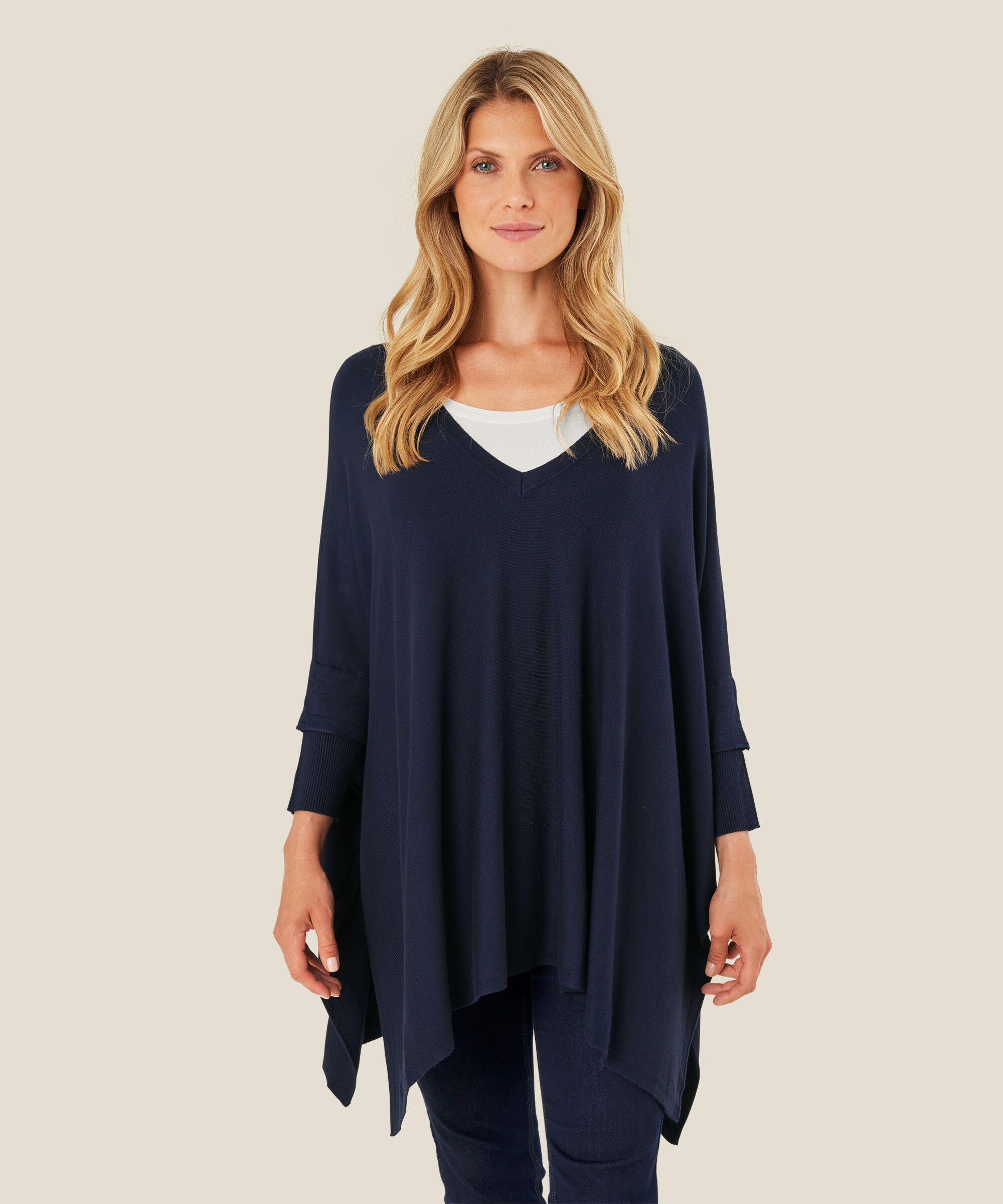 pull en maille oversize à manches étroites, Navy