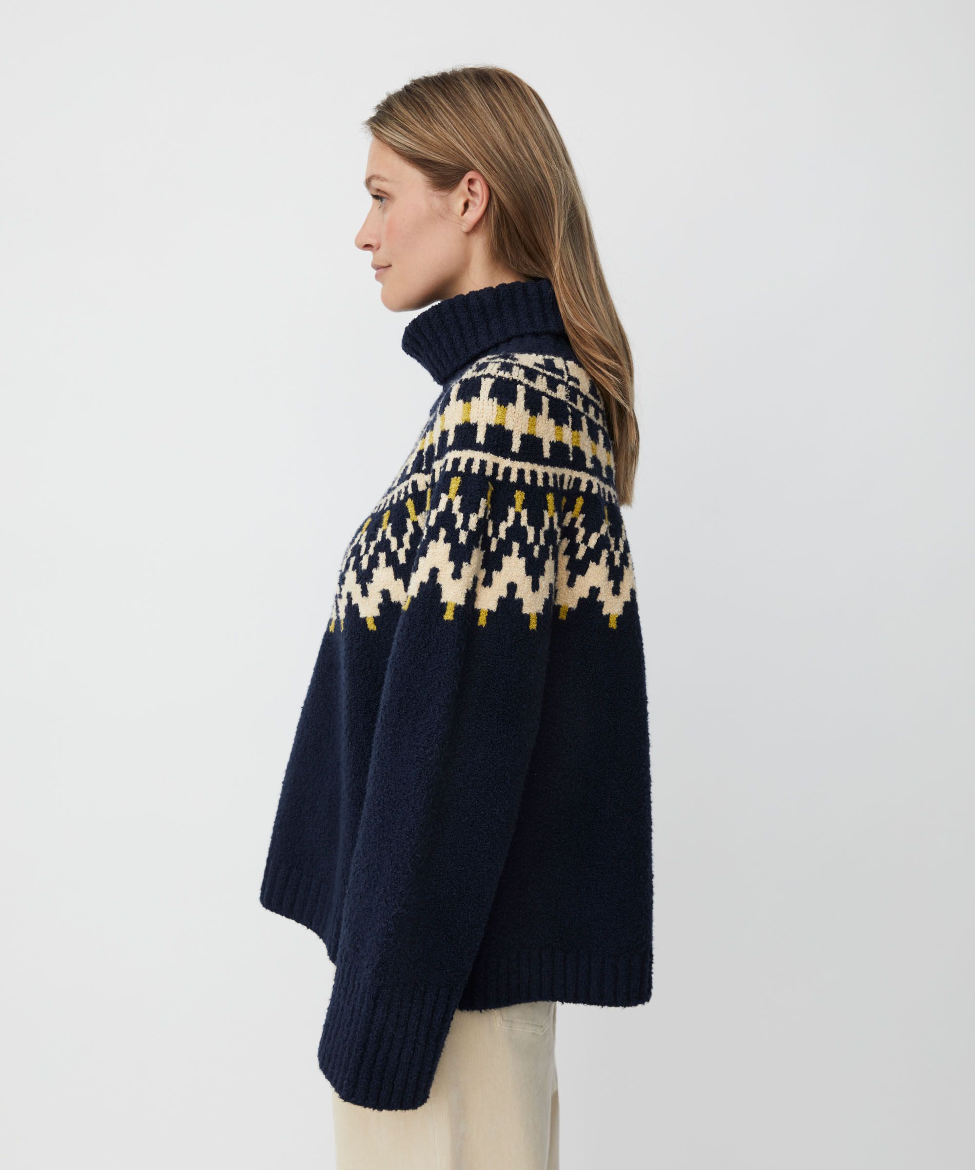 pull à col roulé avec bords côtelés, Navy Blazer