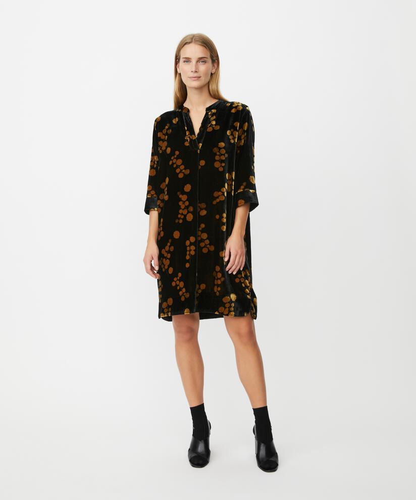 robe en velours imprimé à manches 3/4 et col en V, Rubber