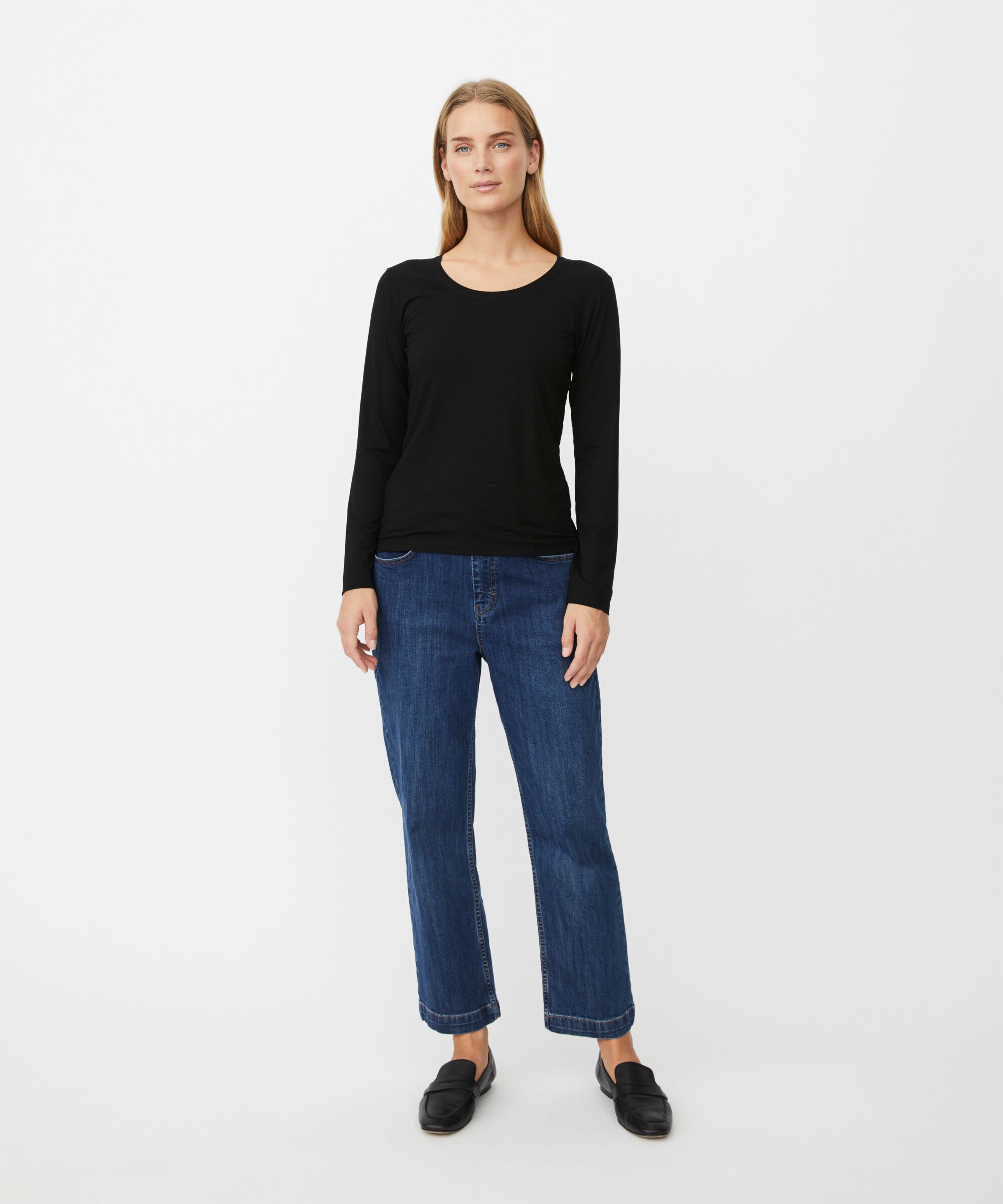 Top En Jersey Doux À Manches Longues, Black