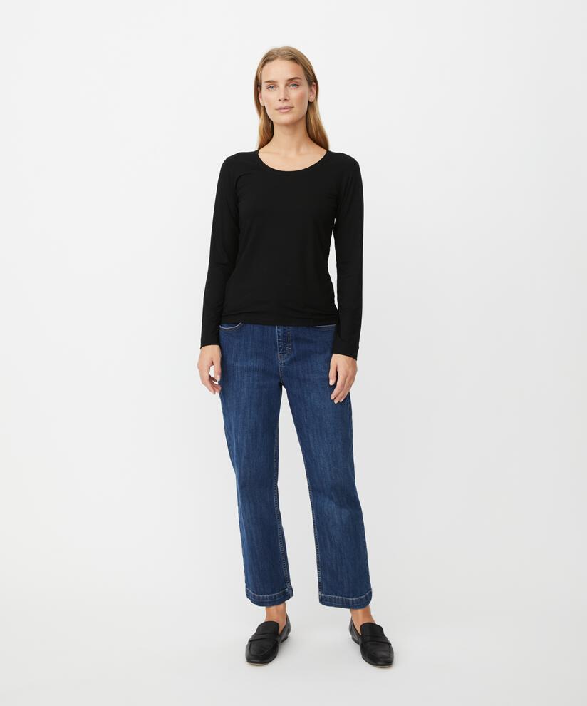 Top En Jersey Doux À Manches Longues, Black