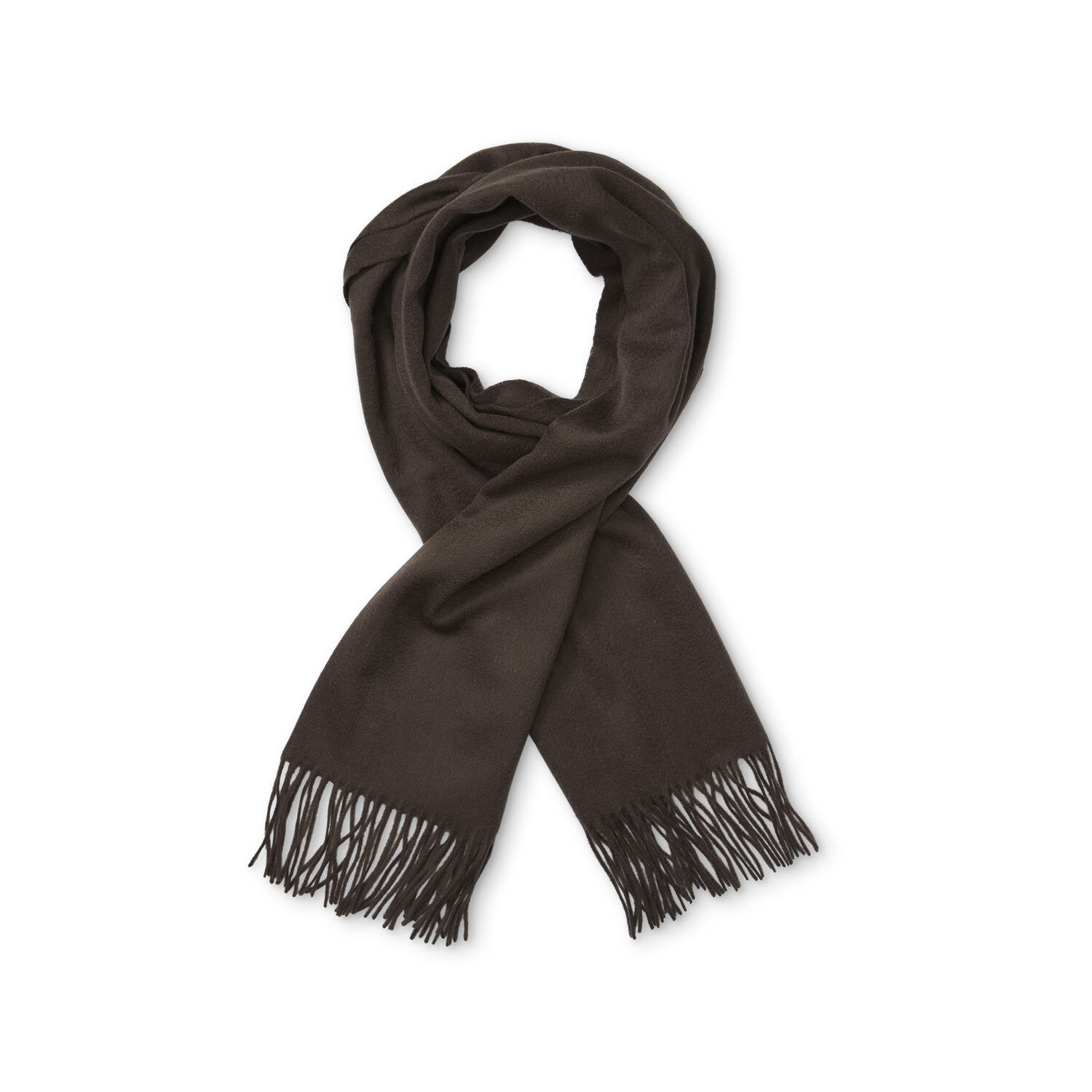 grande &eacute;charpe en laine &agrave; franges, Chocolate
