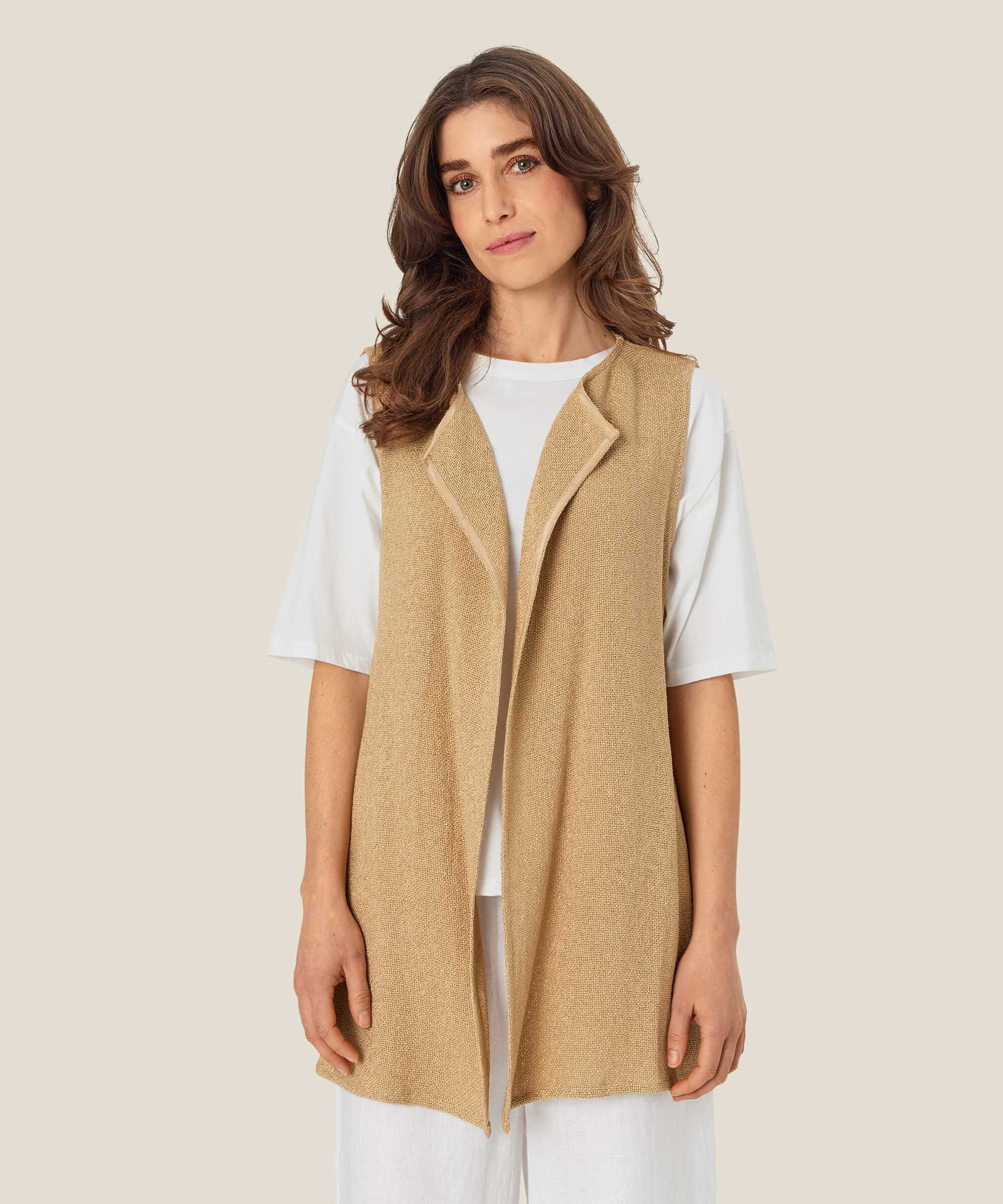 Gilet Long Ouvert En Boucle, Safari