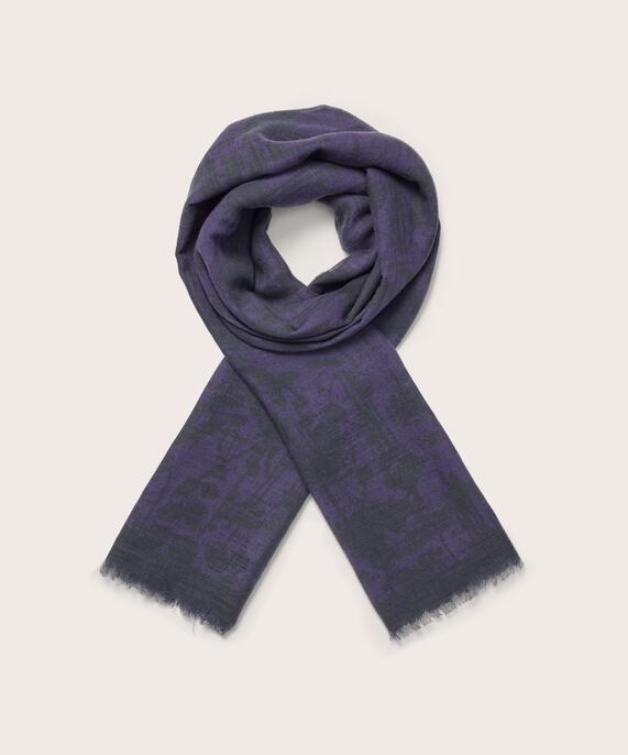 écharpe en laine mélangée à motifs, Navy Blazer