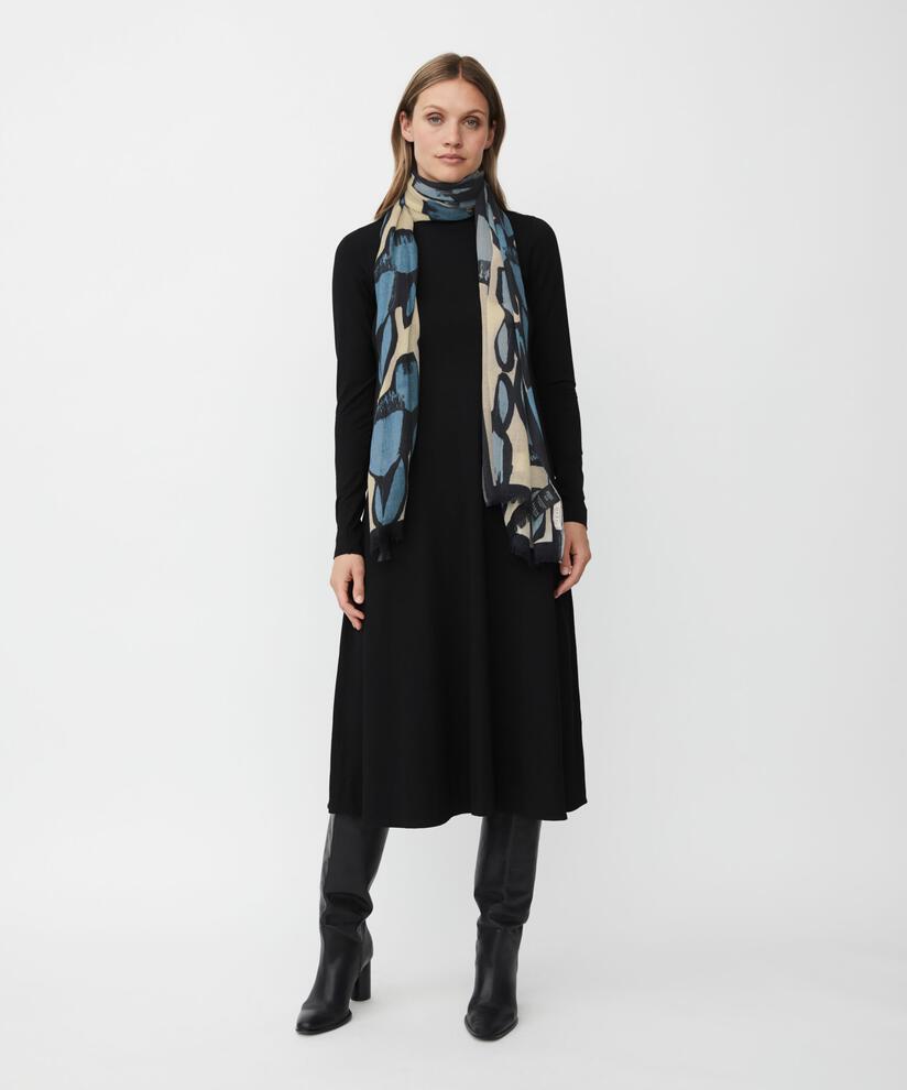 écharpe en laine à motifs, Proven Blue
