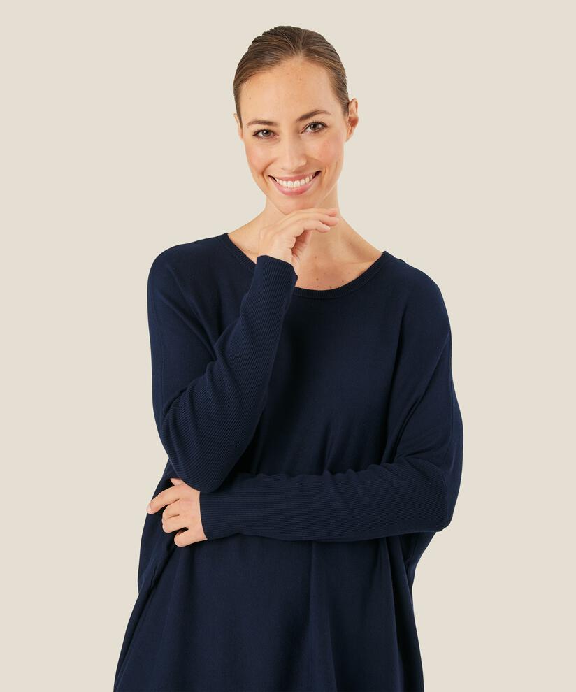 Pull Oversize À Manches Étroites, Navy