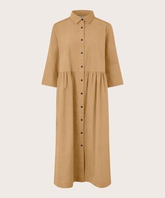 robe chemise en velours à manches 3/4, Travertine
