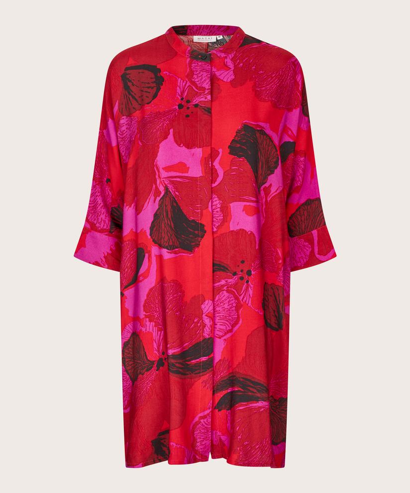 Robe Chemise À Motif En Viscose, Haute Red
