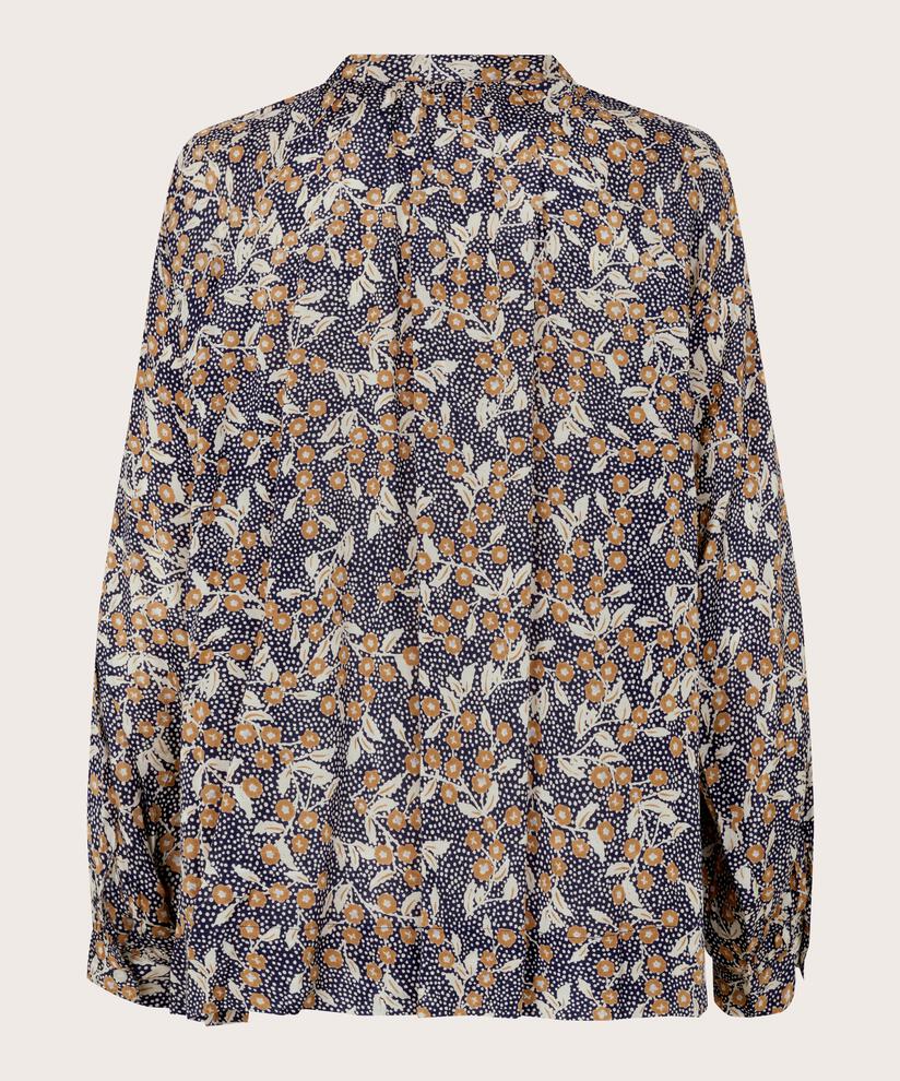 blouse en viscose avec ruban au cou, Maritime Blue