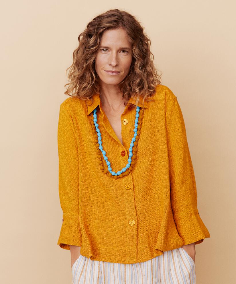 collier avec perles recouvertes de tissu, Aqua