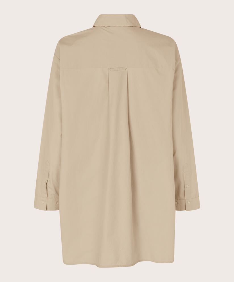 Chemise Classique En Coton À Bords Arrondis, Plaza Taupe