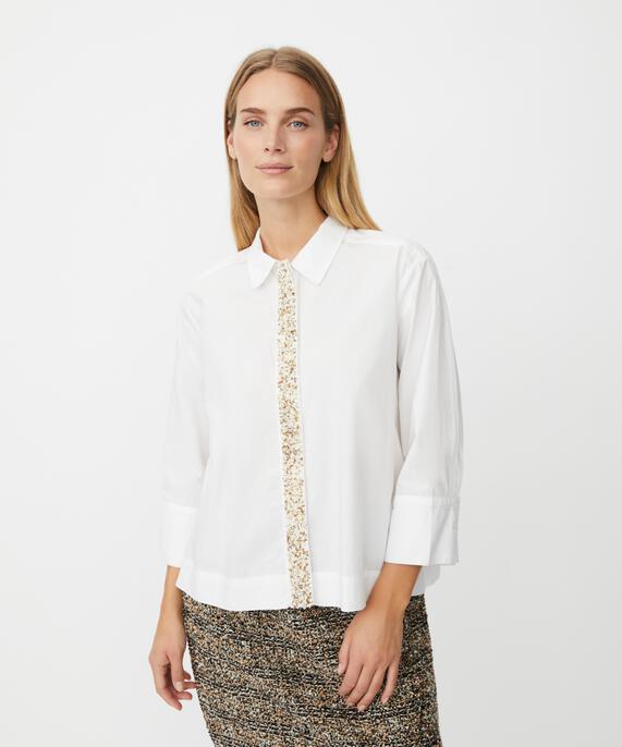 chemise avec fermeture à boutons décorée, White