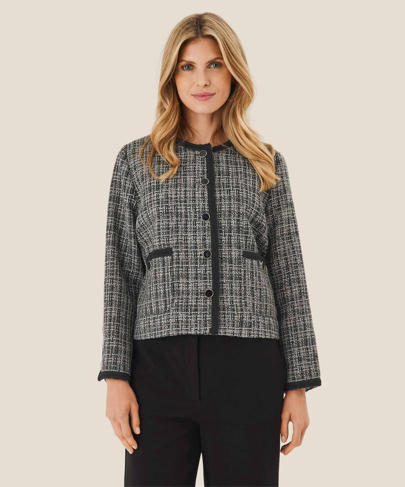 veste courte en tweed avec de beaux liserés, Black