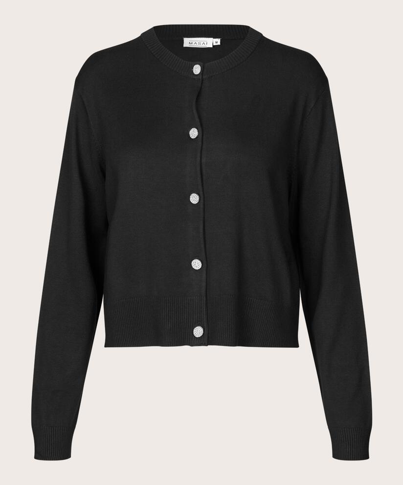cardigan à manches longues avec boutons en strass, Black
