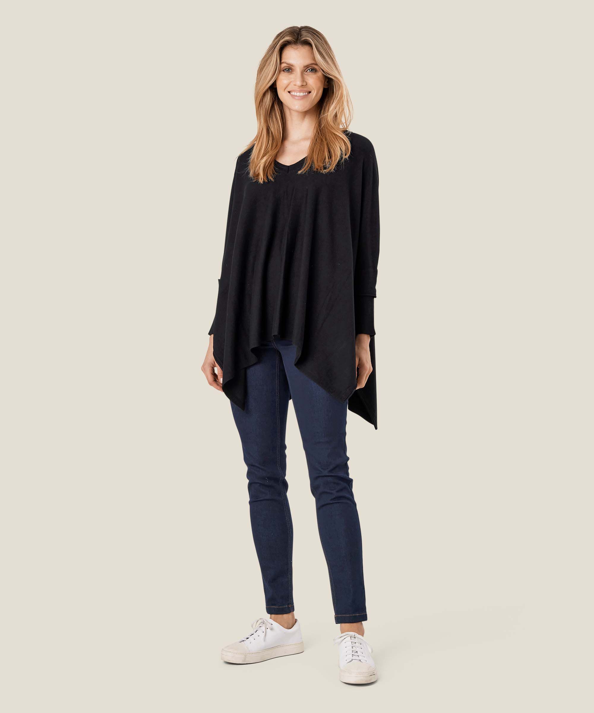 pull en maille oversize à manches étroites, Black