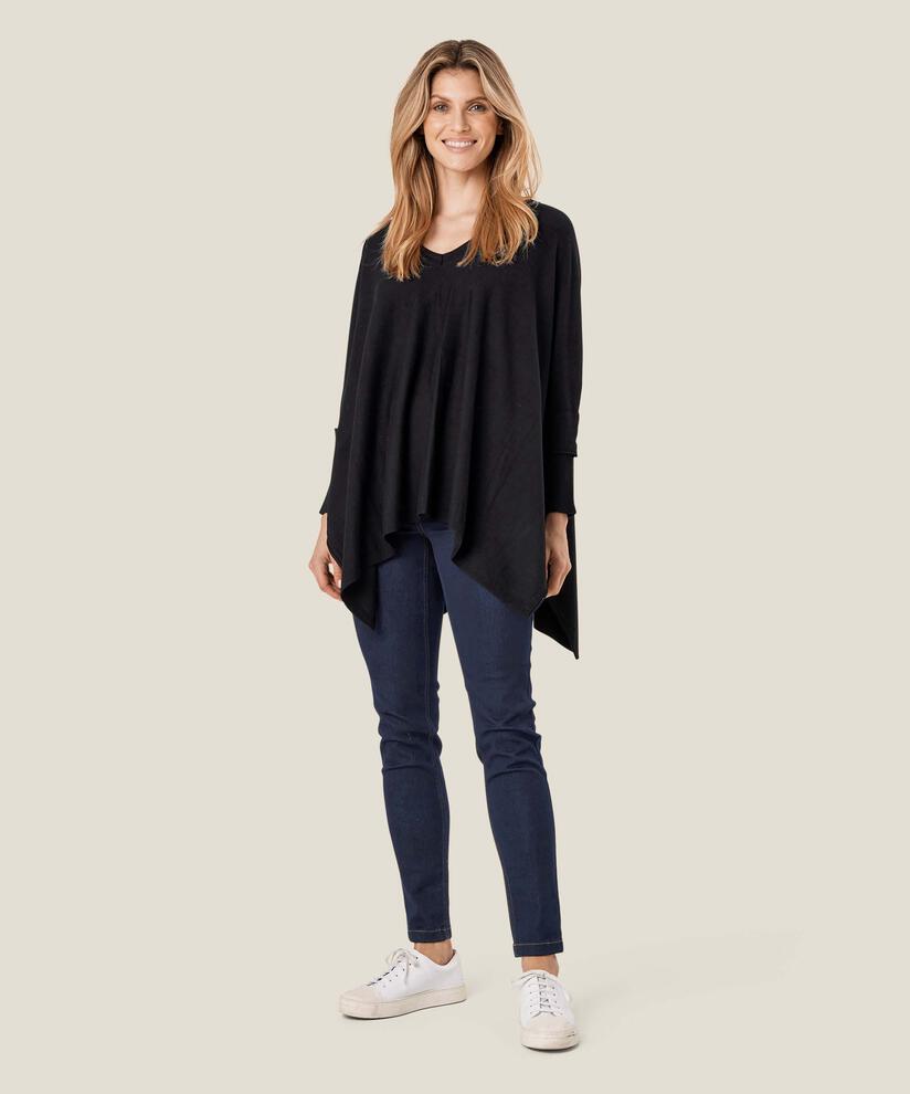 pull en maille oversize à manches étroites, Black