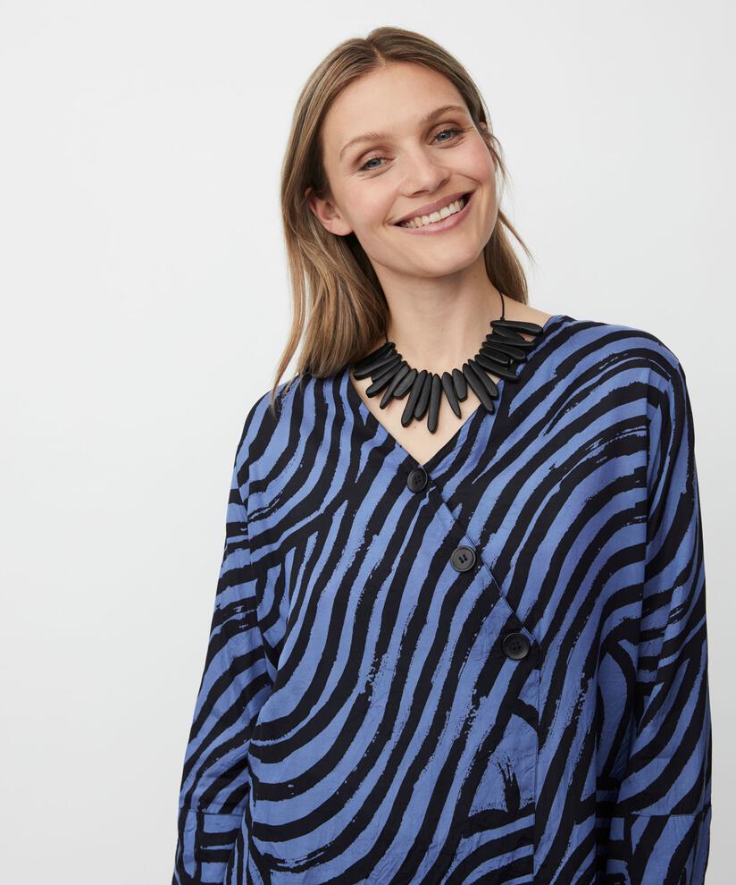 blouse en viscose à effet cache-cœur et boutons décoratifs, Bijou Blue