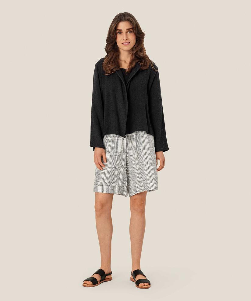 Short en coton mélangé à carreaux avec taille élastique, Fog