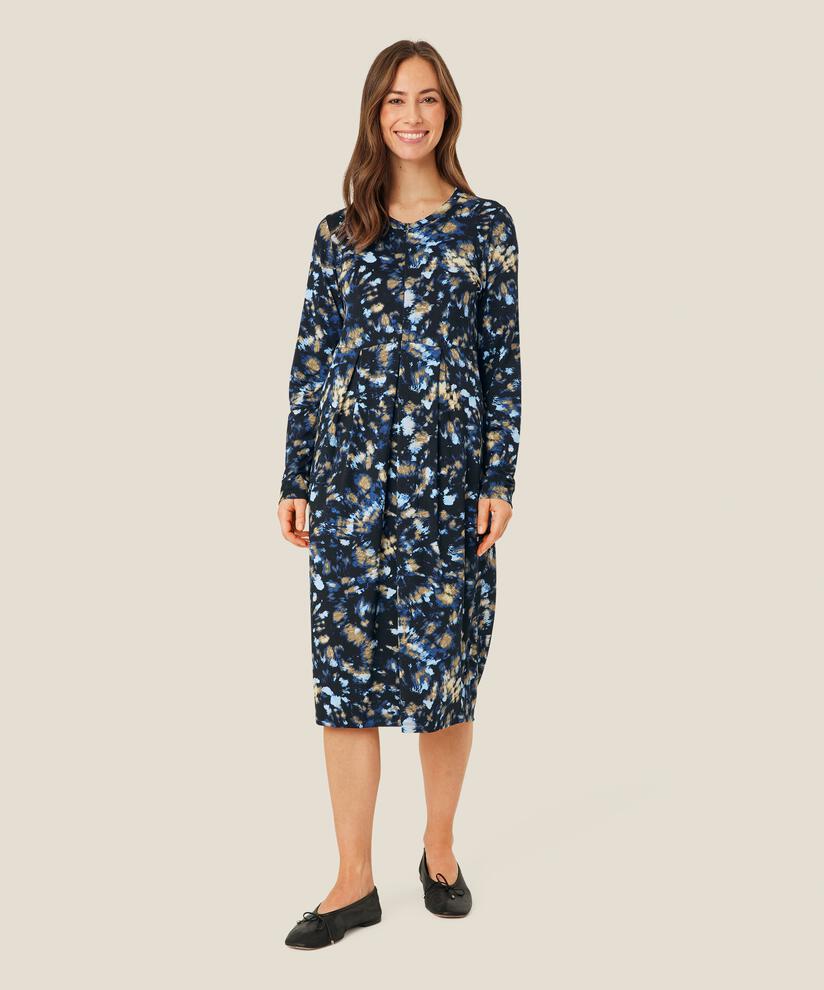 robe tulipe à motifs avec zip au cou, Dull Gold