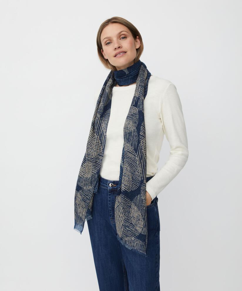 écharpe à motifs bleus en pure laine, Proven Blue