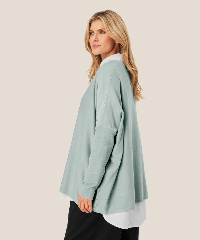 Pull En Maille Avec Col En V Et Manches Étroites, Ether