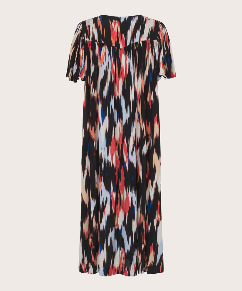 robe en viscose imprimée avec de nombreux plis, Hibiscus