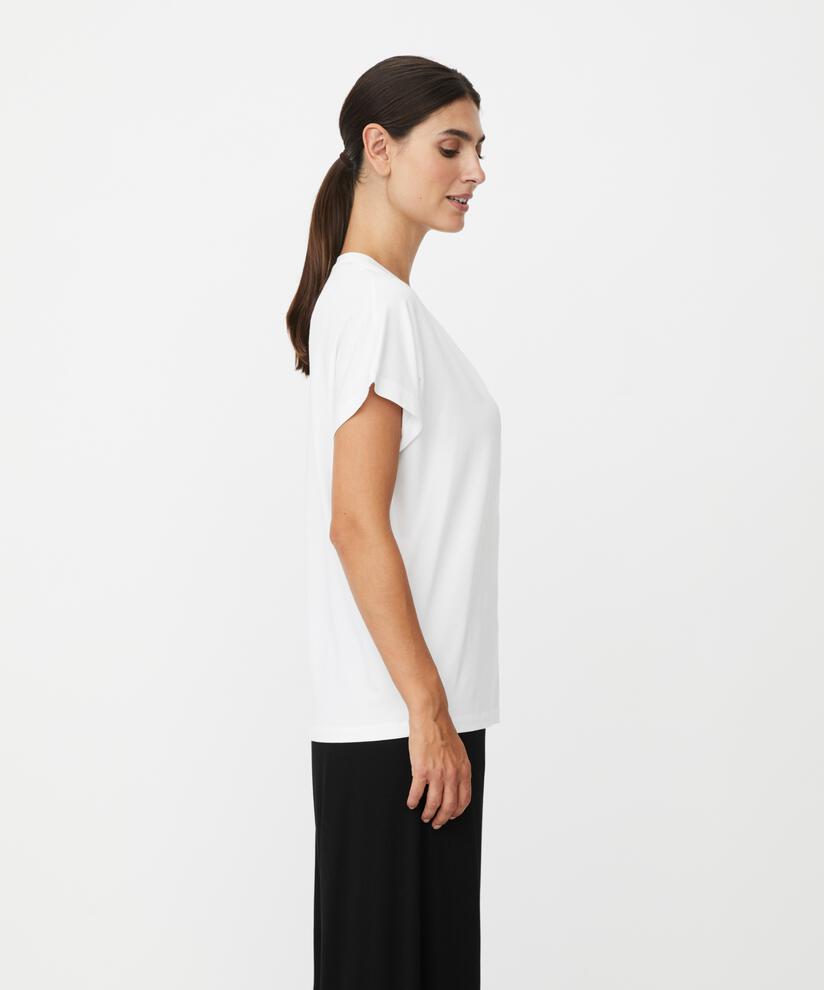 T-shirt col V en jersey doux, White