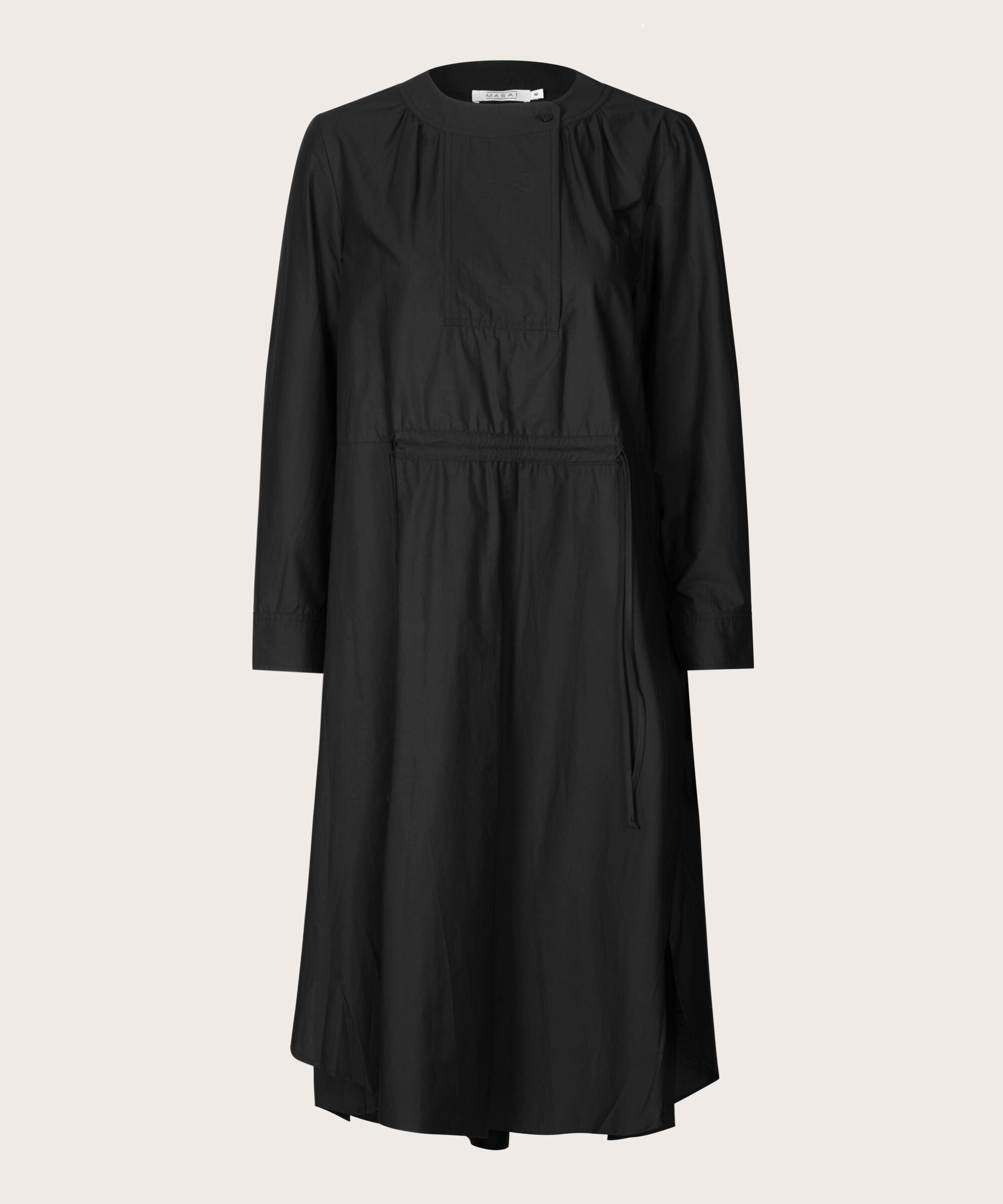 robe en coton avec lien à la taille, Black