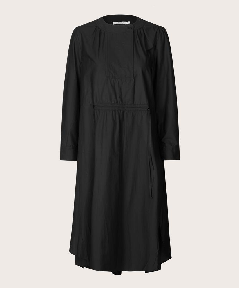 robe en coton avec lien à la taille, Black