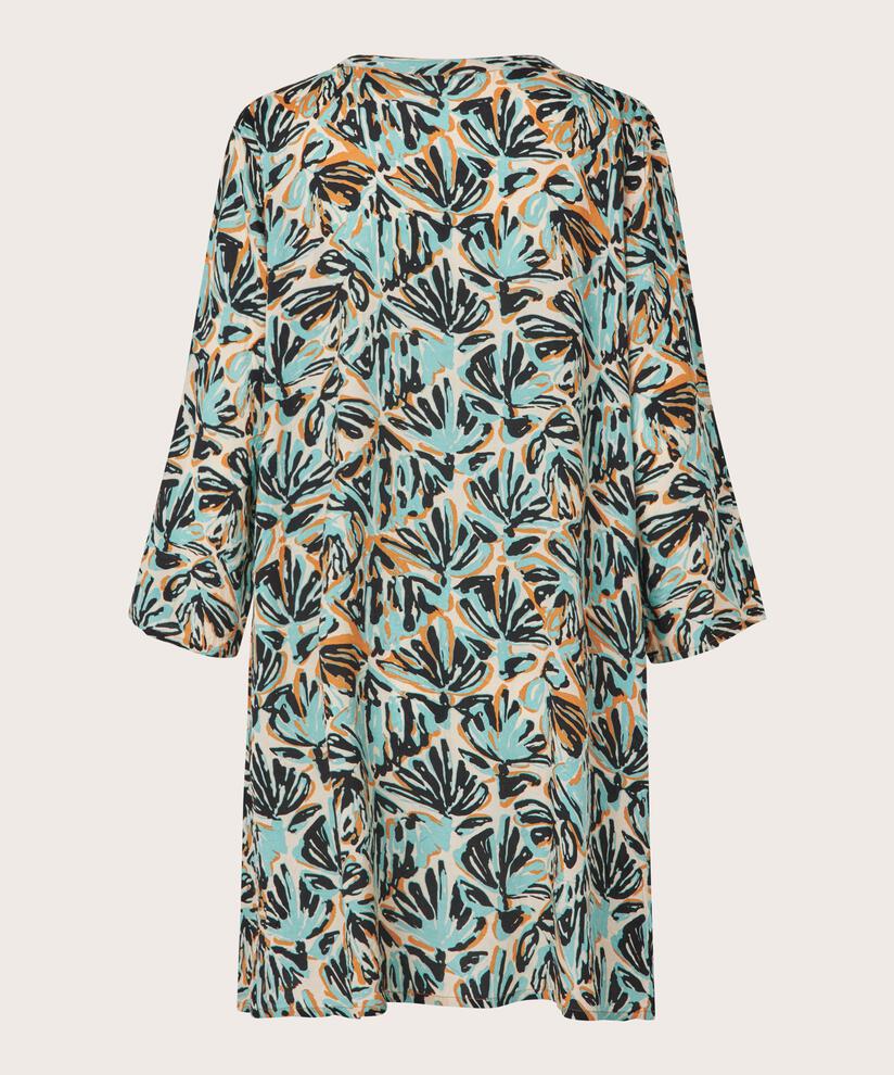Tunique En Viscose Imprimée À Manches 3/4, Aqua
