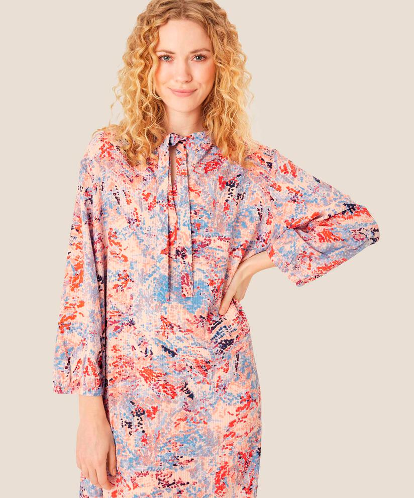 robe en coton avec liens au cou et poches fendues, Orange com
