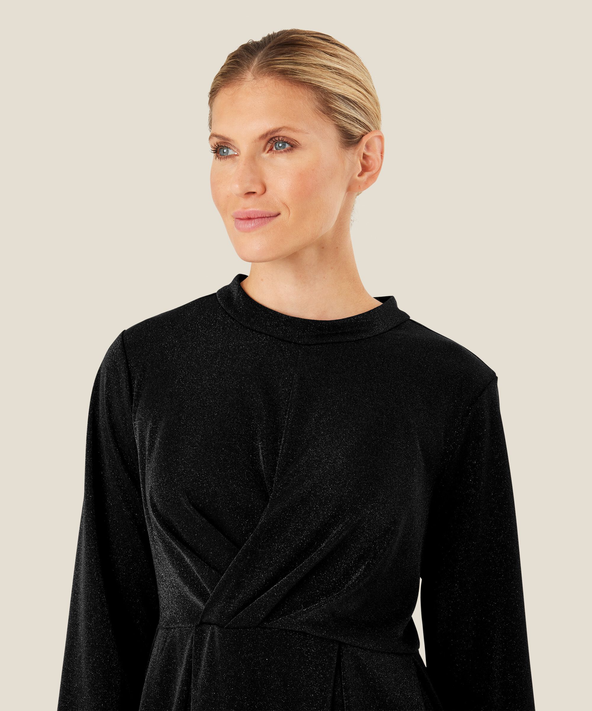 robe en jersey scintillantes effet portefeuille, Black