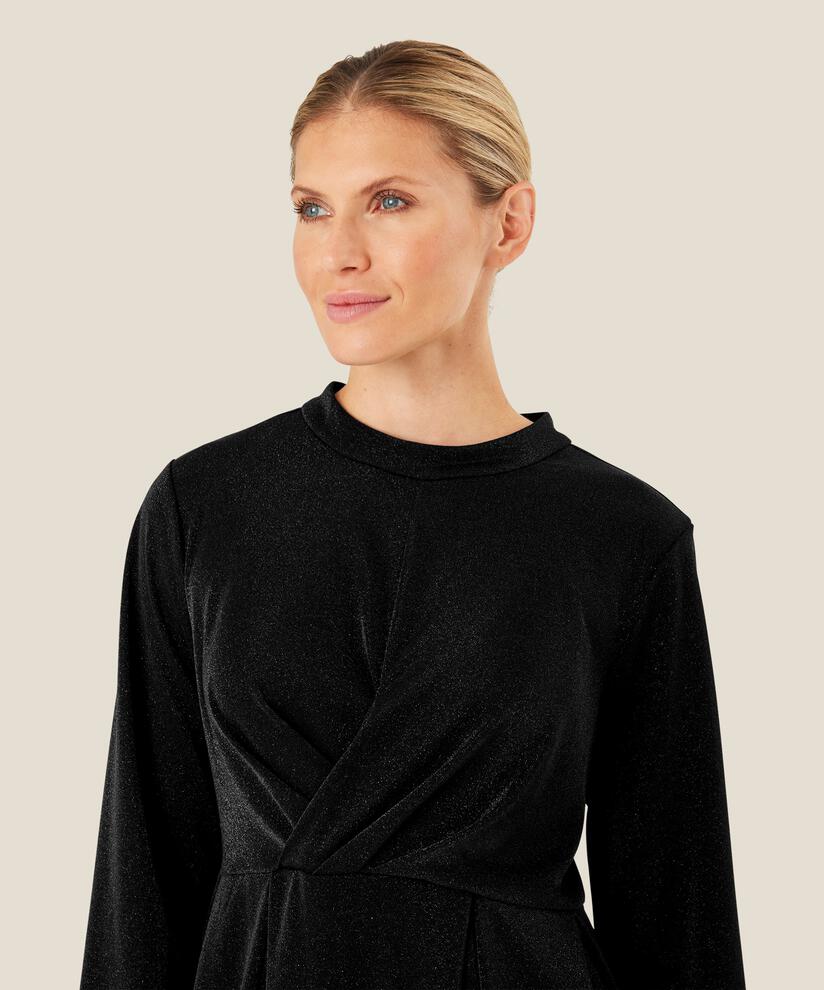 robe en jersey scintillantes effet portefeuille, Black