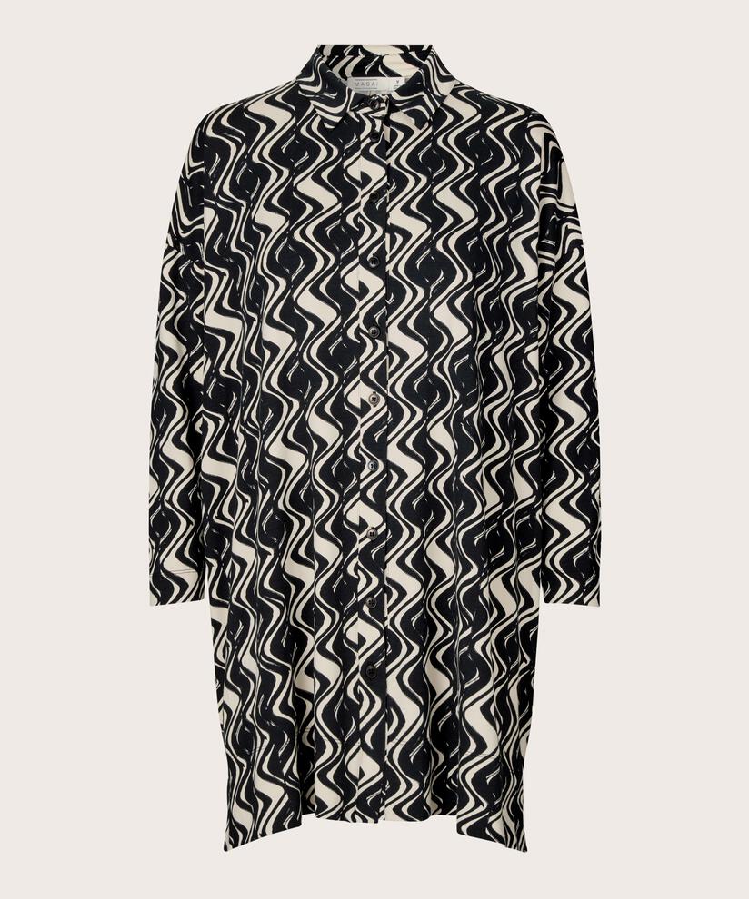 tunique en jersey avec boutons et fente sur le côté, Black