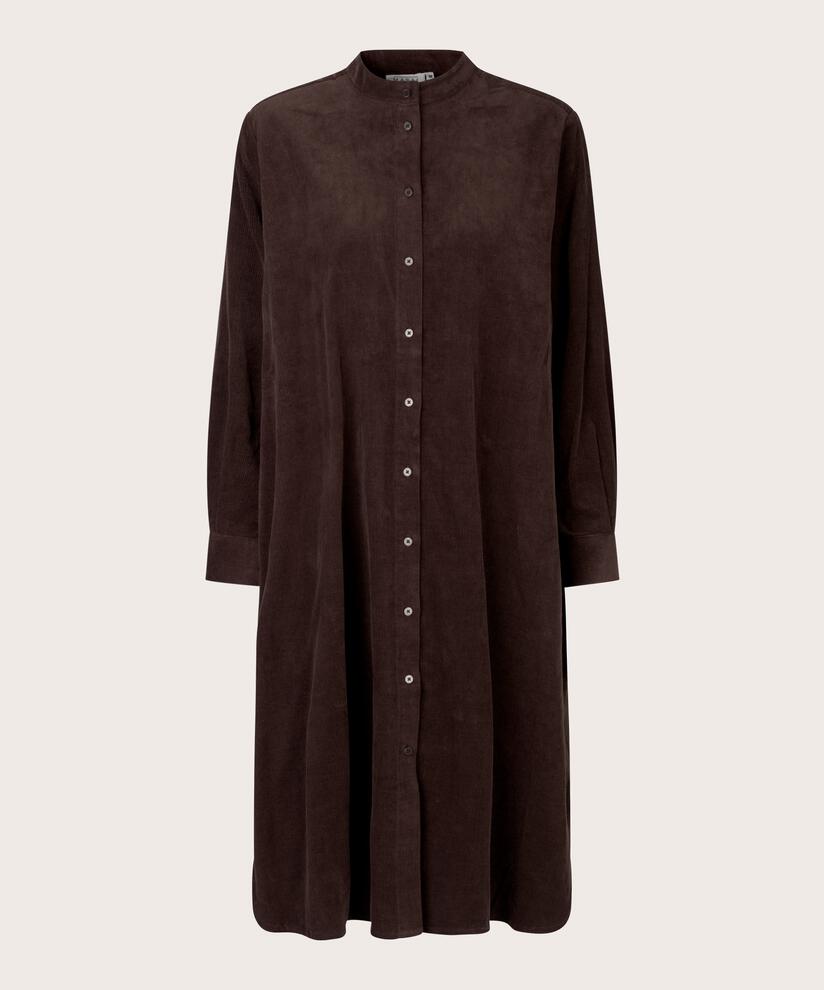 Robe chemise en velours avec poches fendues, Coffee Bean