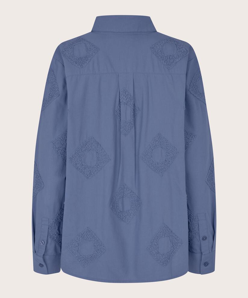 chemise en coton avec détails brodés et poches avant, Bijou Blue