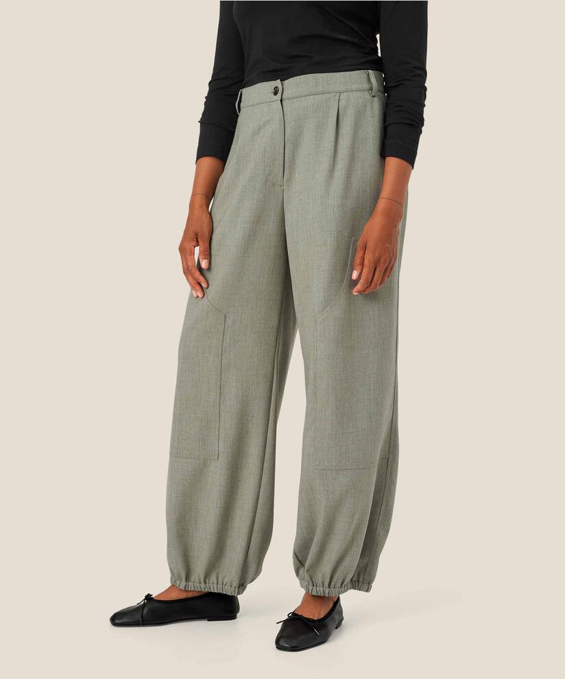 pantalon avec coutures décoratives et élastique au dos, Vetiver