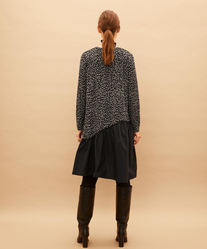 robe en jersey avec jupe asymétrique cousue, Steel Grey