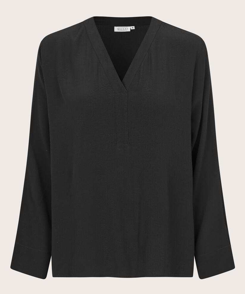 Blouse En Viscose À Col V, Black