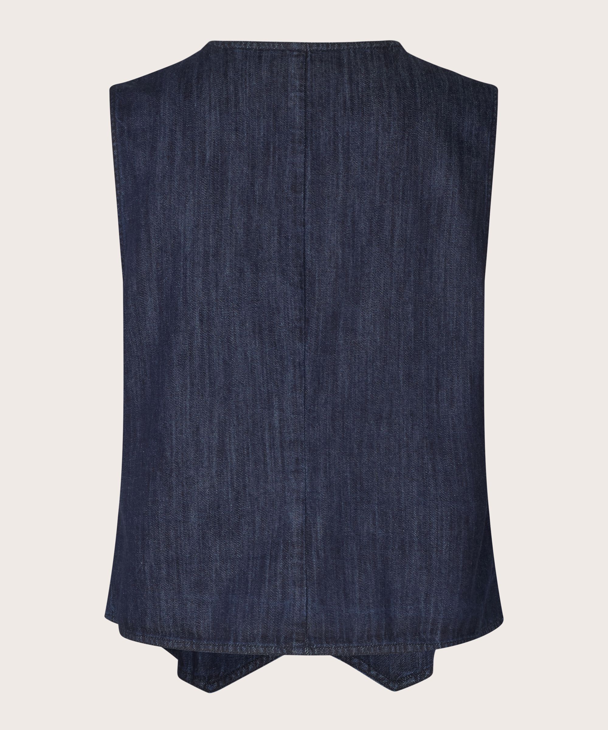 gilet classique en denim doux, Dark Denim